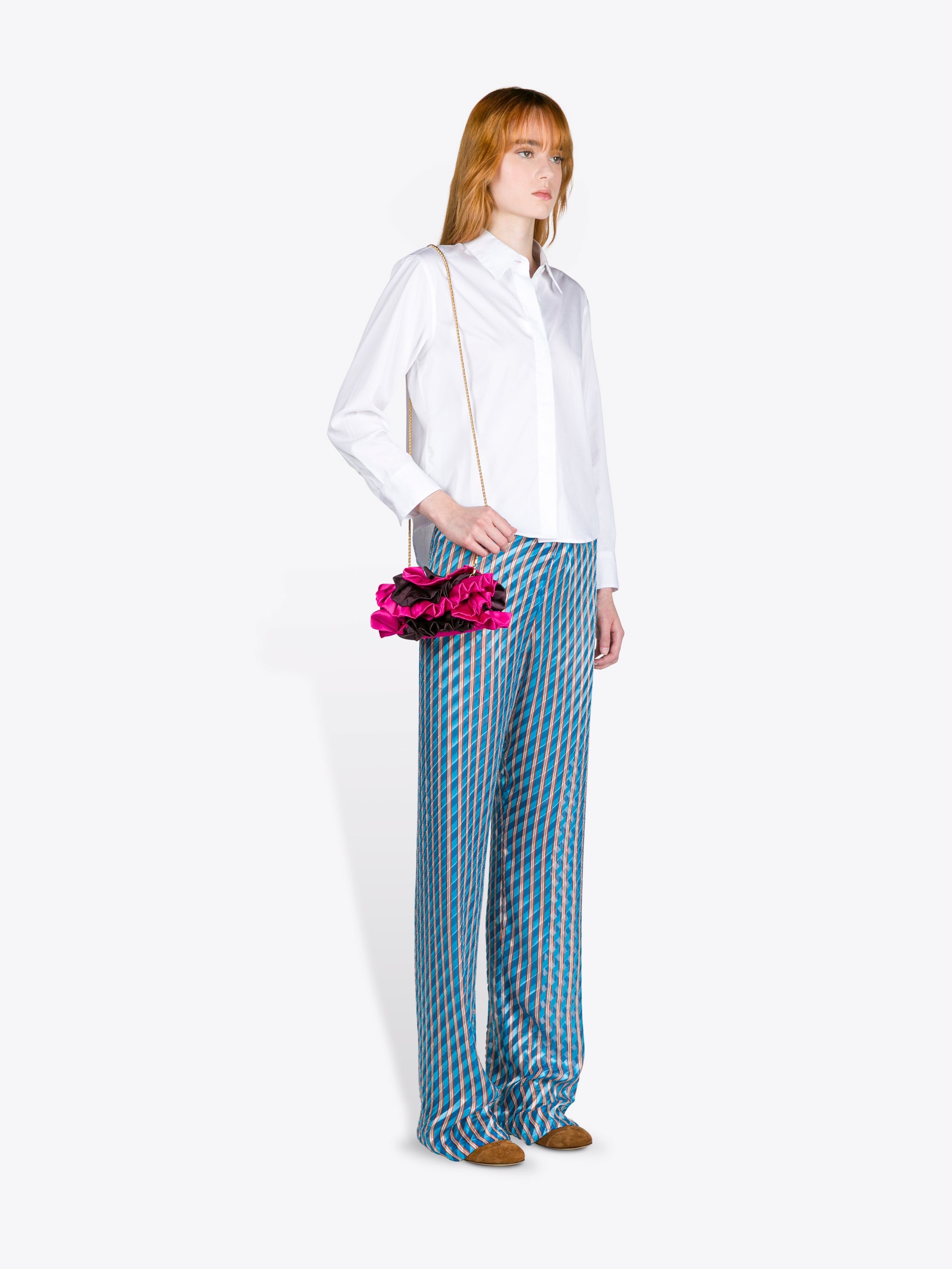 Satin ruffle clutch bag