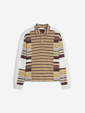 Striped polo with a mix of colors on a white background