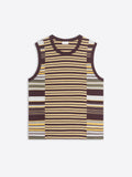 Striped tank top with a brown and yellow pattern on a white background